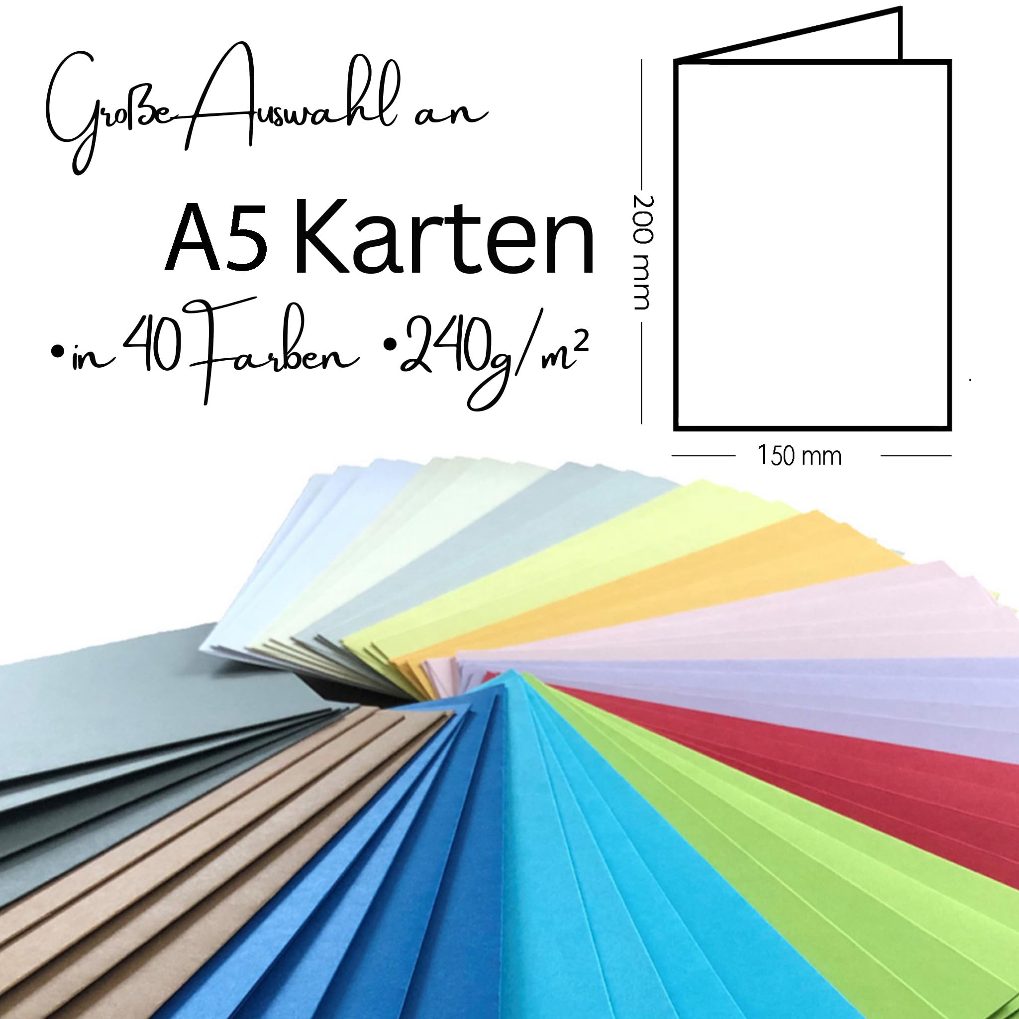 300 Faltkarten DIN A5 (150 x 200 mm), 240g/m² – hochwertige Klappkarten für Einladungen, Feste & kreative Projekt in Weiß