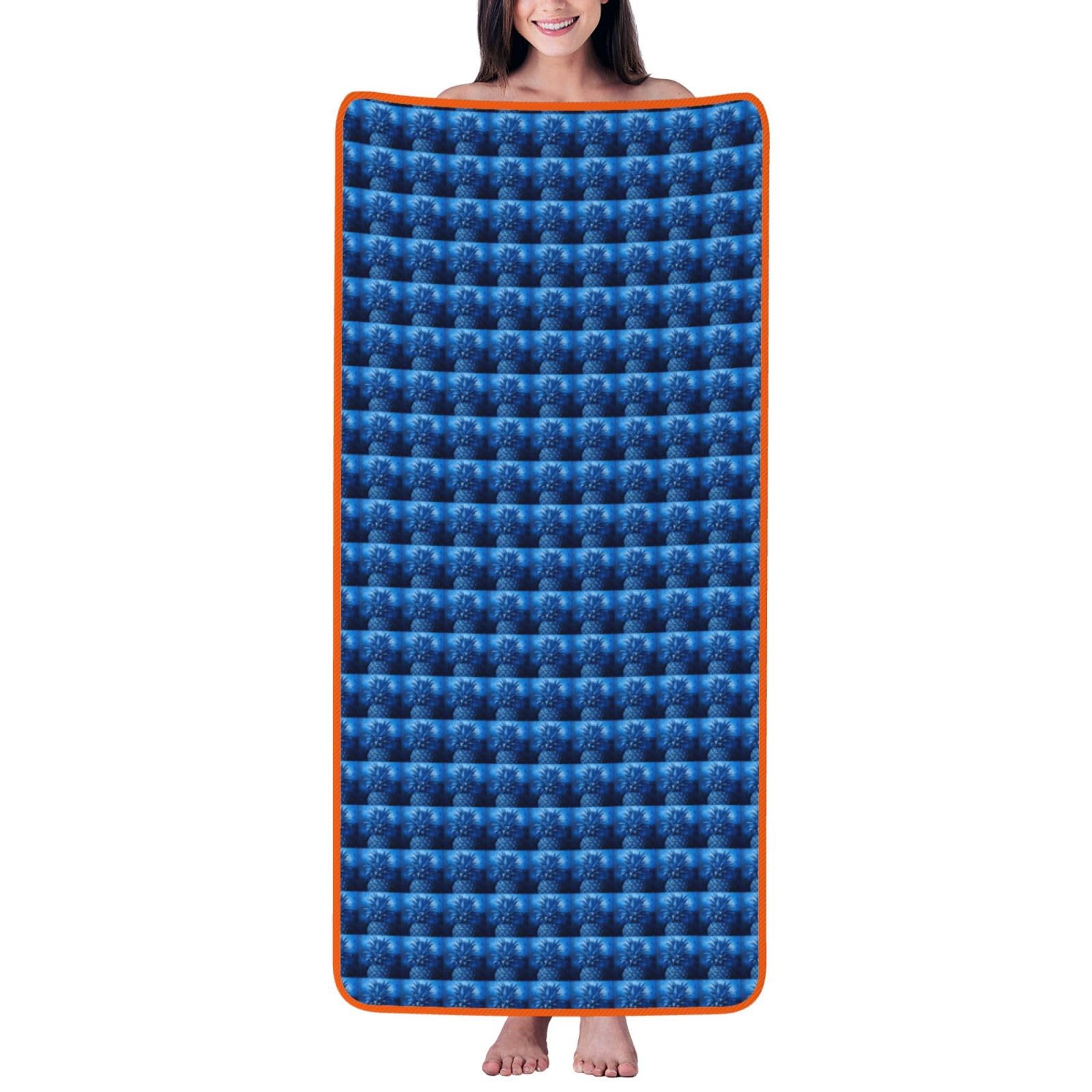 Tamiger Blue Pineapple Print Unisex Coral Velvet Bath Towel For Home Bathroom Hotel Spa Beach Travel Daily Use