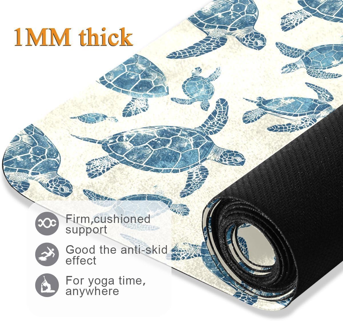 ALAZA Sea Turtles Seamless Yoga Mat Non Slip Fitness Exercise Mat, Workout Mat for Yoga, Pilates and Floor Exercises