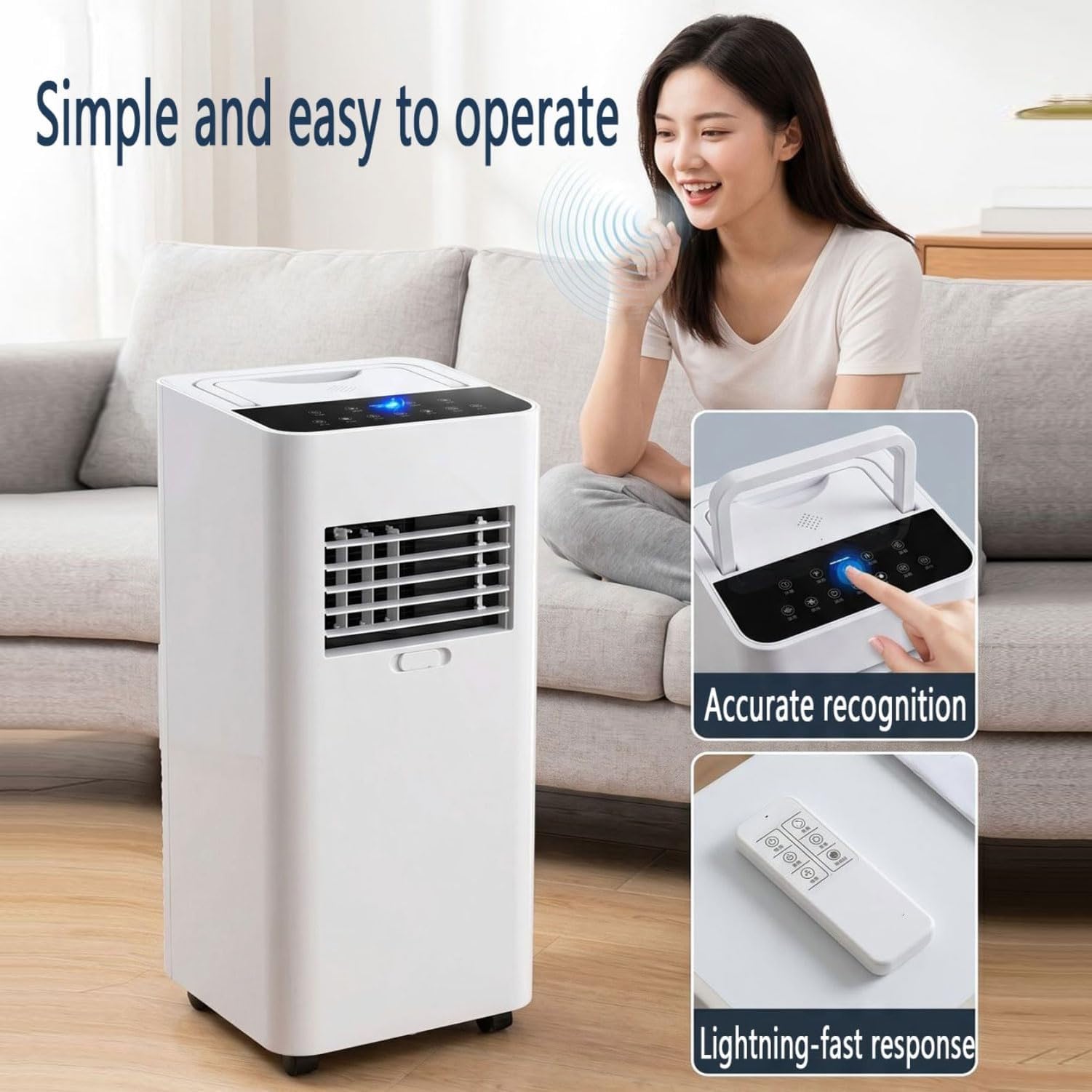 Condizionatore Portatile 7000 BTU per Stanze Fino a 30mq, Raffreddamento Rapido, Deumidificatore, modalità Silenziosa 30dB, Timer 24H, Kit Finestra Incluso