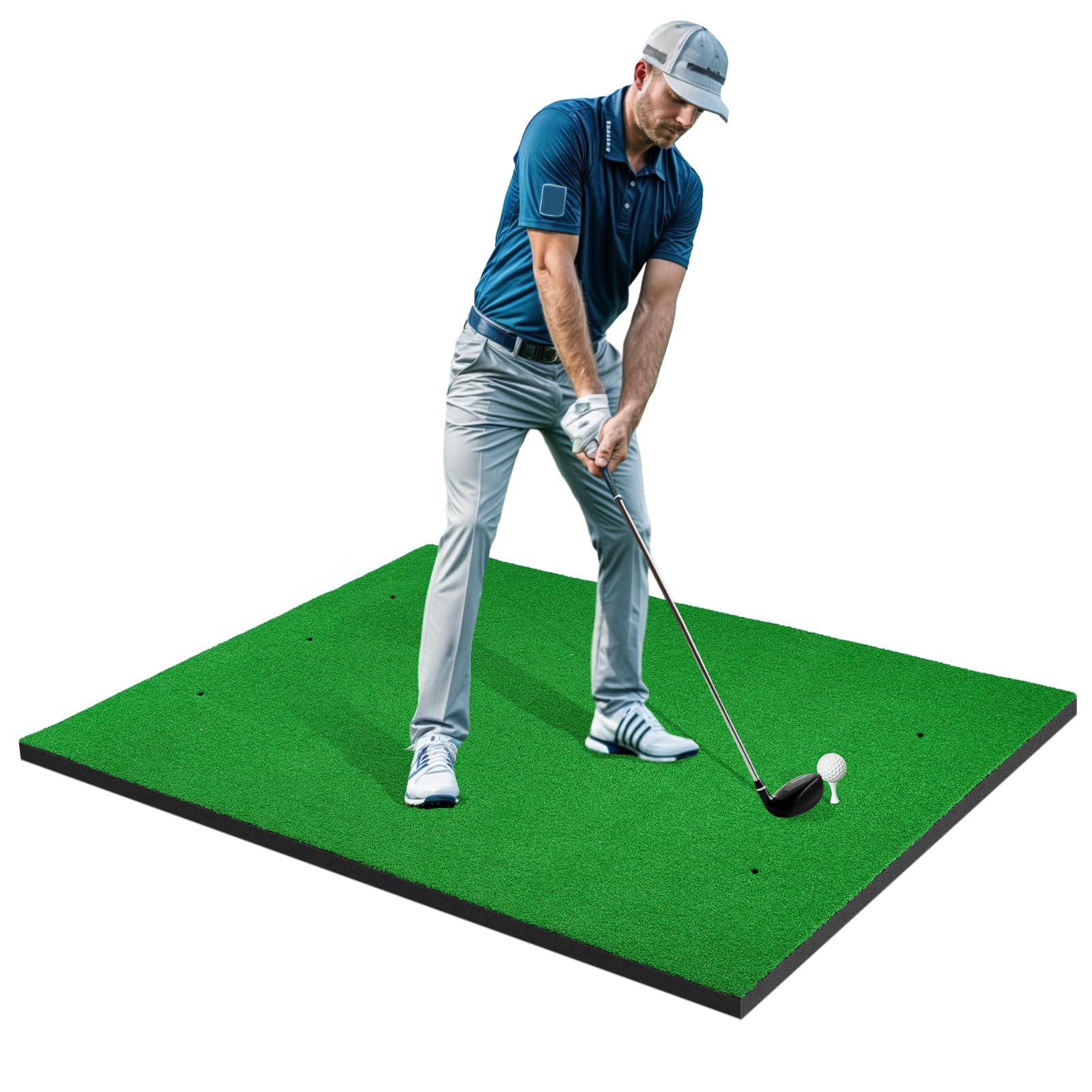 Golf Mat with LED Lights,4.9x3.8ft Thick Golf Hitting Mats,Home Golf Practice Mats for Indoor Outdoor Upgrade Turf Golf Mats for Chipping Swing Driving