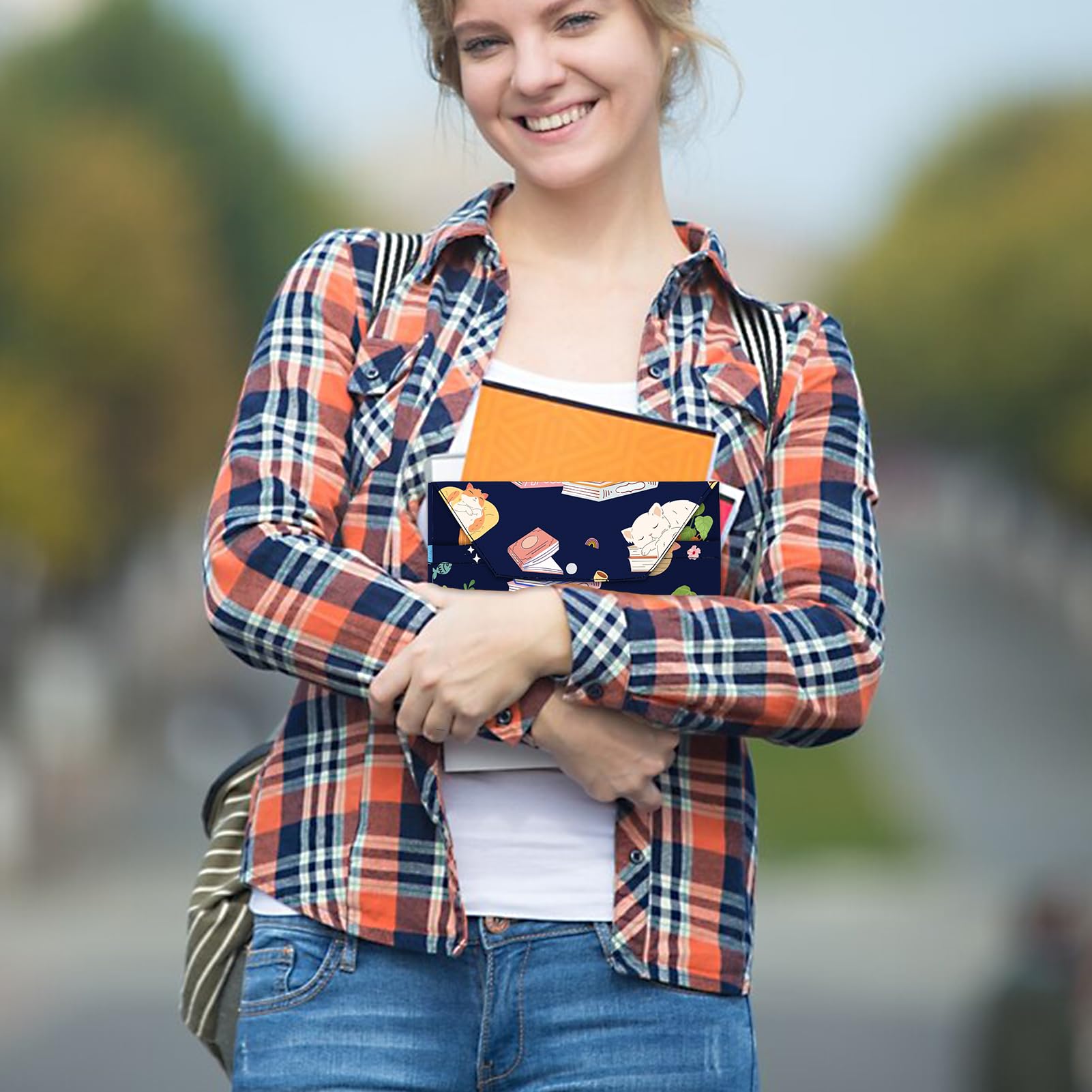 Couvertures de Livres Imprimées Chat NICENEEDED, Pochette de Livre Lavable, Protège-Livre avec Fermeture Éclair, Pochettes de Livres Imperméables pour les Amateurs de Livres