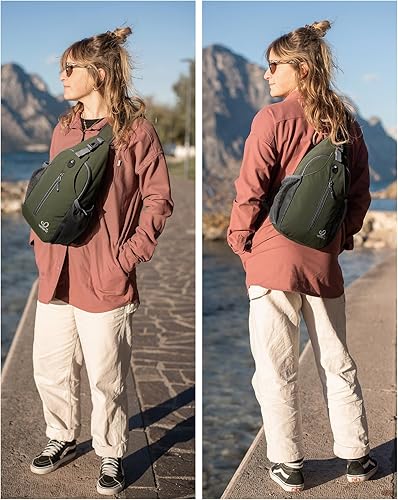 Miniatura 38 de Waterfly - Mochila cruzada tipo bandolera para viajes y caminatas, bolsa de pecho, Gris, talla única