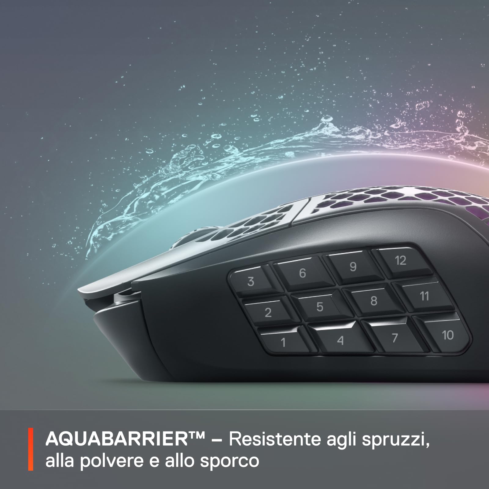 SteelSeries Aerox 9 Wireless - Mouse da gioco RGB traforato - Design ultraleggero e resistente all'acqua - 18 pulsanti - Bluetooth/2,4 Ghz - Sensore ottico TrueMove Air da 18K DPI