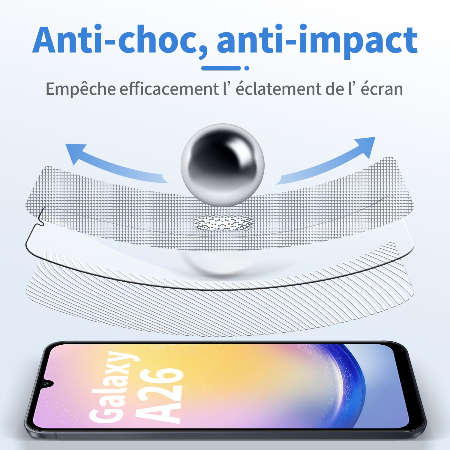 [Lot de 3 Verre Trempé pour Samsung Galaxy A17 / A16 / A26 5G | Film Protection Haute Transparence,[Anti-Rayures], [Sans Bulles], [Installation Facile], Ultra Résistant Dureté 9H Glass