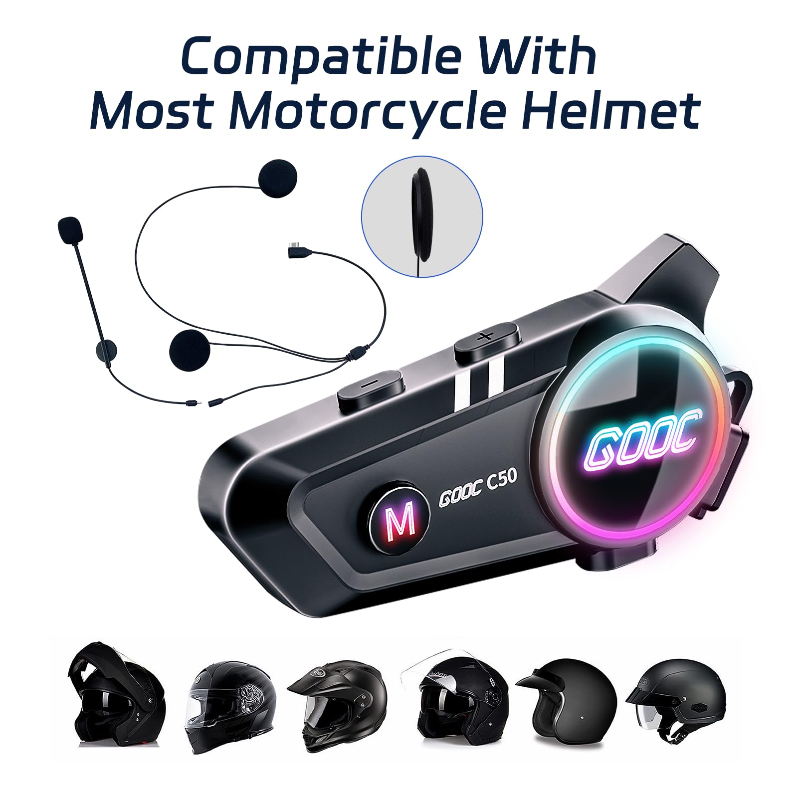 Cuffie Bluetooth per moto, con cancellazione del rumore e condivisione della musica, cuffie Bluetooth wireless ultra sottili per tutti i caschi