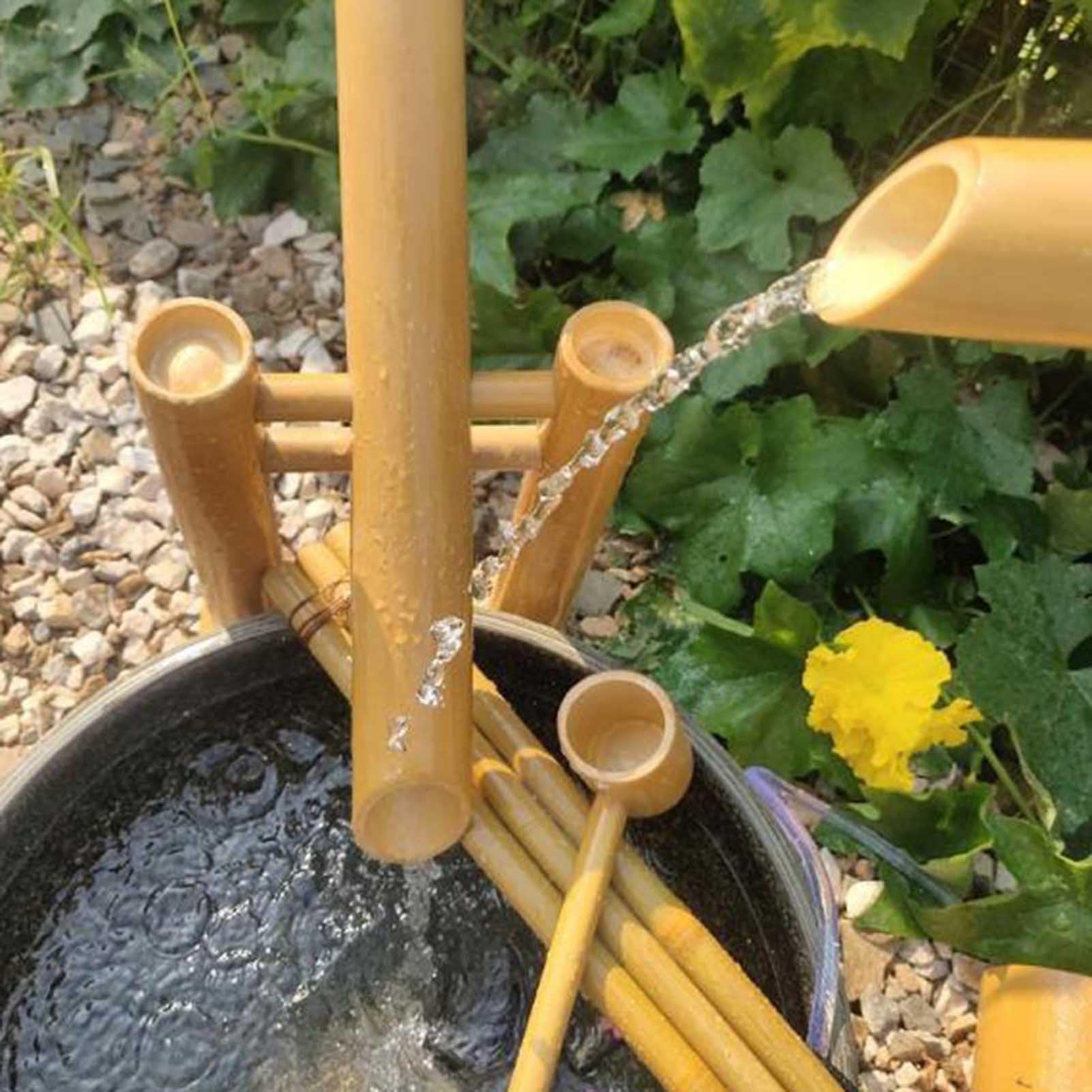 Fontaine à bascule for extérieur, fontaine à eau de jardin zen en bambou | Avec pompe, fontaine zen à faire soi-même, ensemble de fontaine zen en bambou