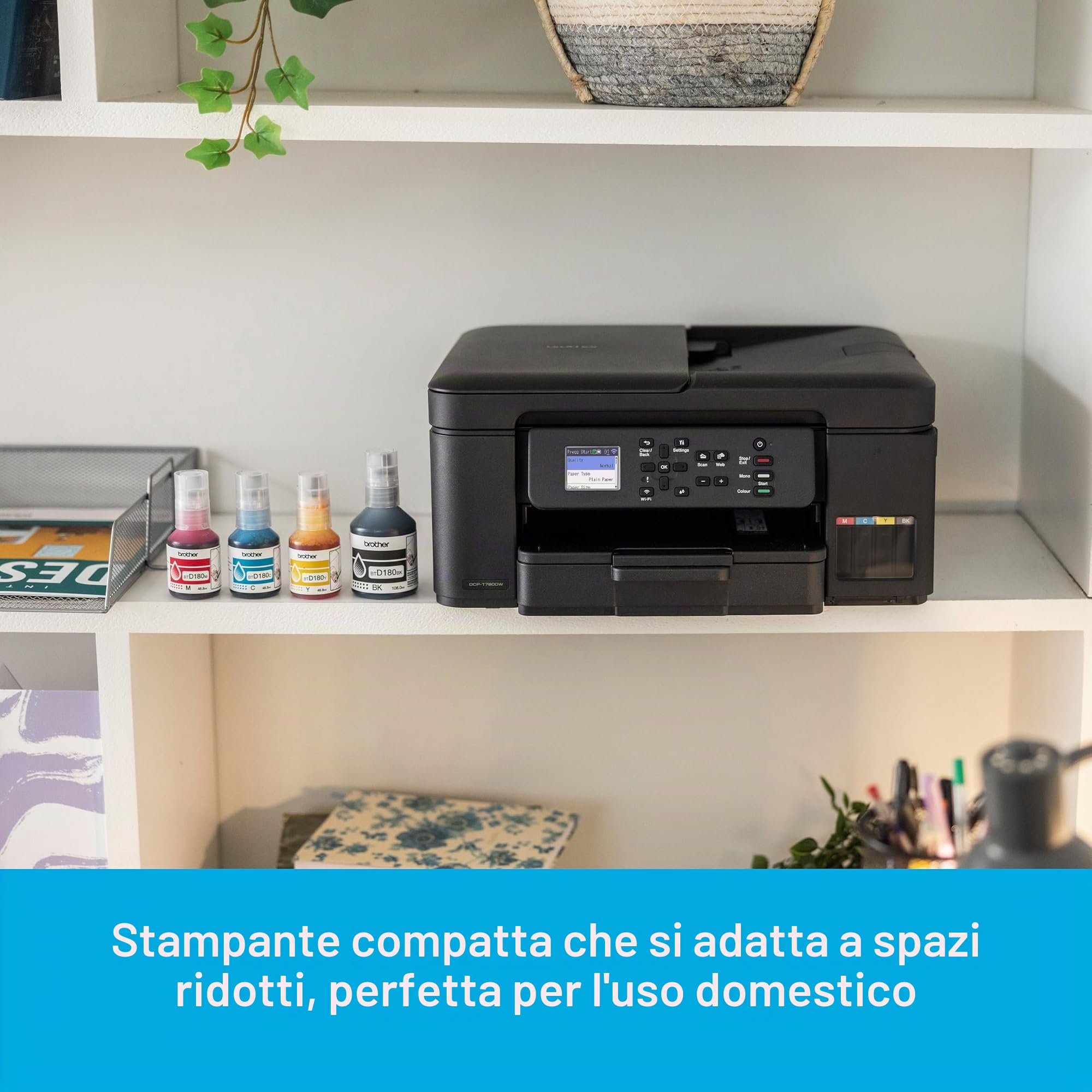 Brother DCP-T780DW Stampante a getto d'inchiostro A4 wireless | Tankbenefit | 3 in 1 (stampa/copia/scansione)|Wi-Fi/USB 2.0 | ADF | A4 | Stampa fronte/retro | Foto | Inchiostri ad alto contenuto