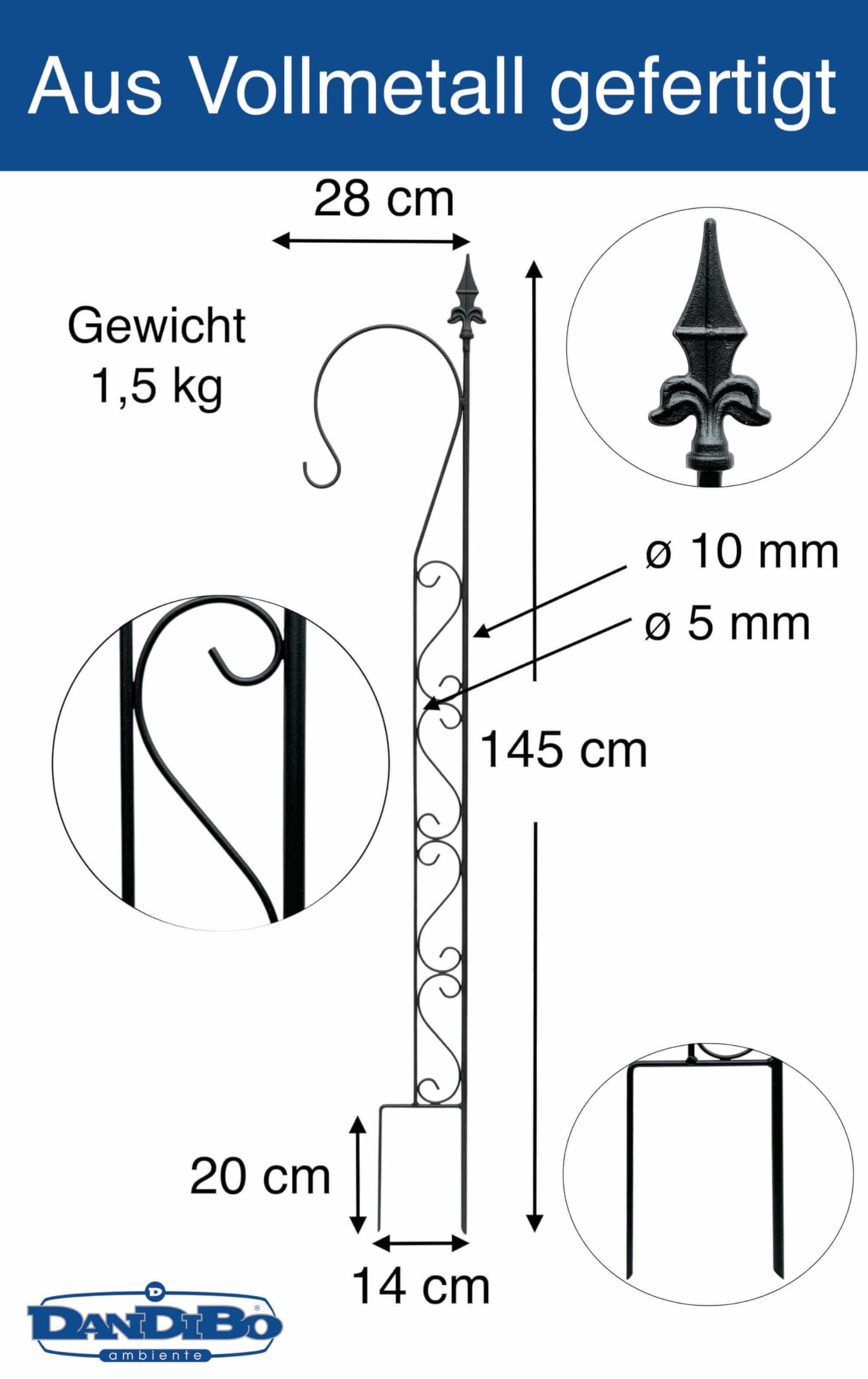 DanDiBo supporto per arrampicata da giardino in metallo con 1 supporto