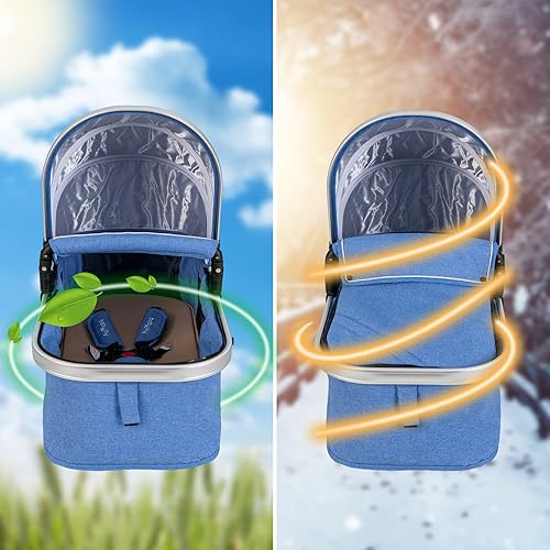 Miniatura 9 de BABY JOY Cochecito de bebé, cochecito reclinable convertible 2 en 1, cochecito plegable con arnés de 5 puntos, incluye soporte para tazas, funda