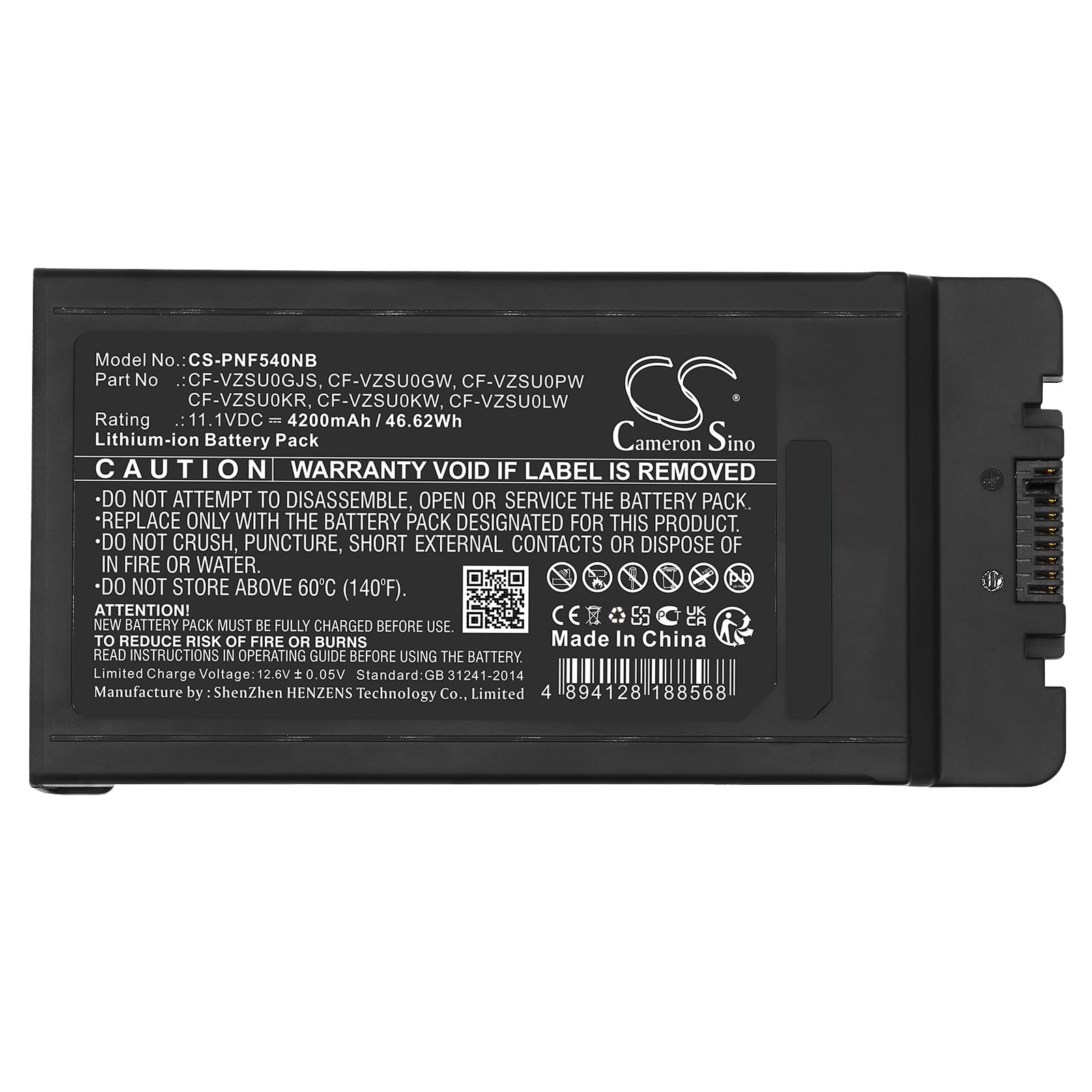 CS - Batería De Repuesto De 4200 MAh Para Panasonic CF-54, Panasonic CF-VZSU0GJS, CF-VZSU0GW, CF-VZSU0PK, CF-VZSU0PR, CF-VZSU0PW, CF-VZSUOGW, CF- VZSUOLW, CF-VZSUOPW