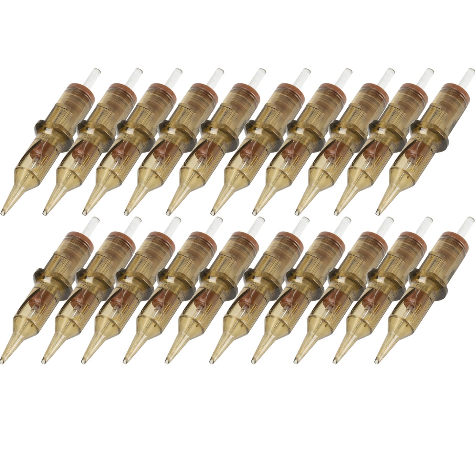 EIPTWH 20PCS Professional Tattoo Cartridges Needles, #10 0.3mm Standard 5RL Round Liner Disposables, Adult, Brown, Water Resistant