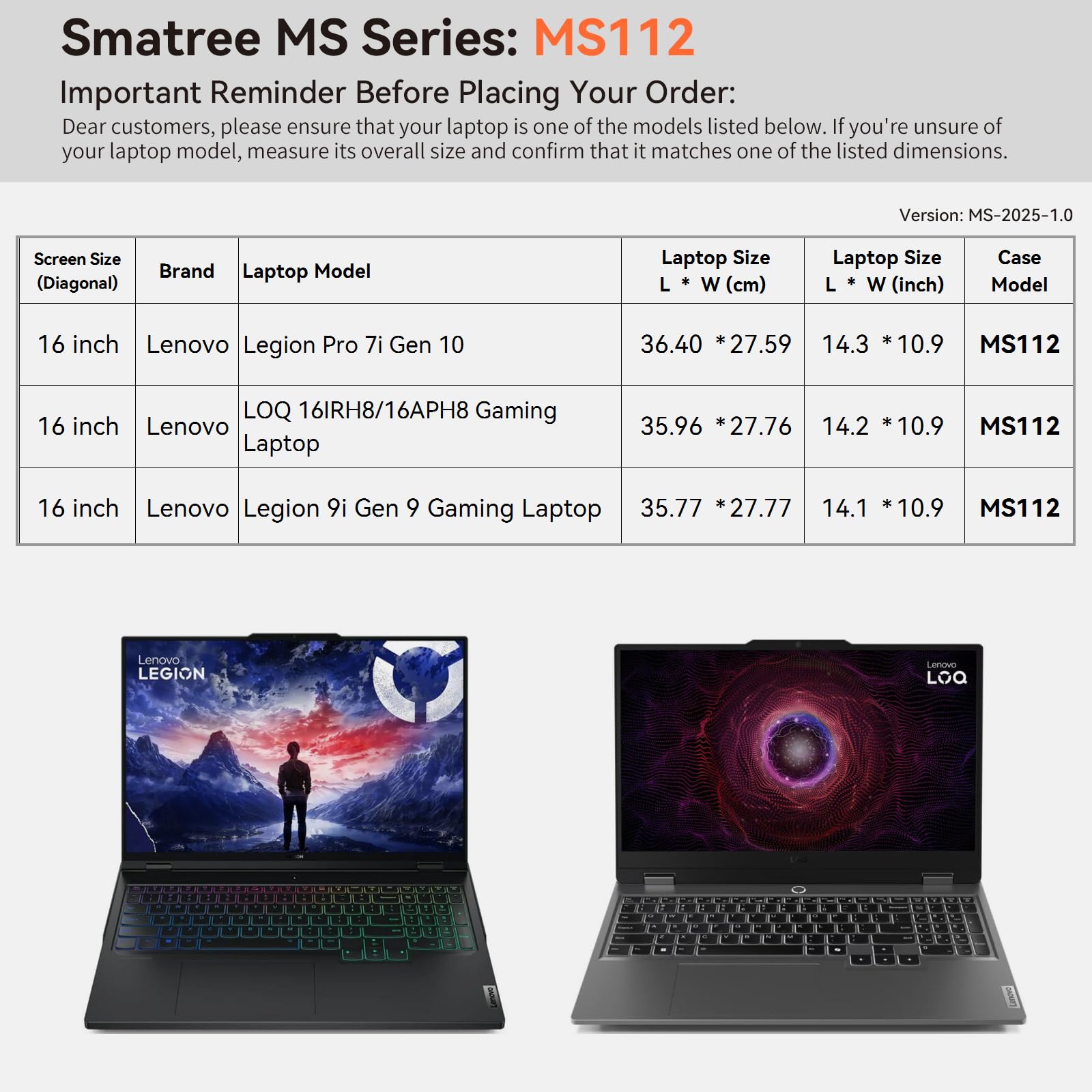 Smatree MS112 Funda Protectora rígida de EVA con Soporte Compatible para 16 Pulgadas Lenovo Legion Pro 7i Gen 10/Legion 9i Gen 9, para 16 Pulgadas Lenovo LOQ 16IRH8/16APH8 Portátil de Juegos