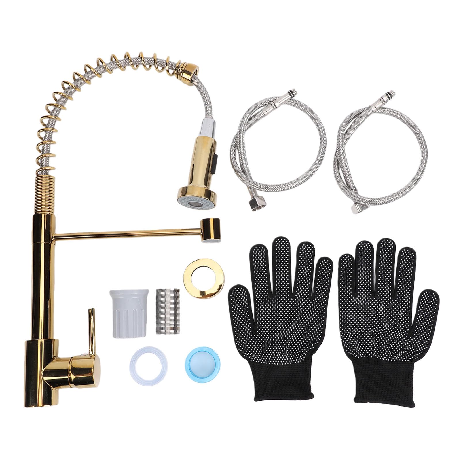 Fockety Rubinetto da cucina per, rubinetto per lavello in acciaio inox con getto d'acqua e modalità di spruzzo, tubo flessibile estensibile, resistente alla ruggine, ideale per lavelli,