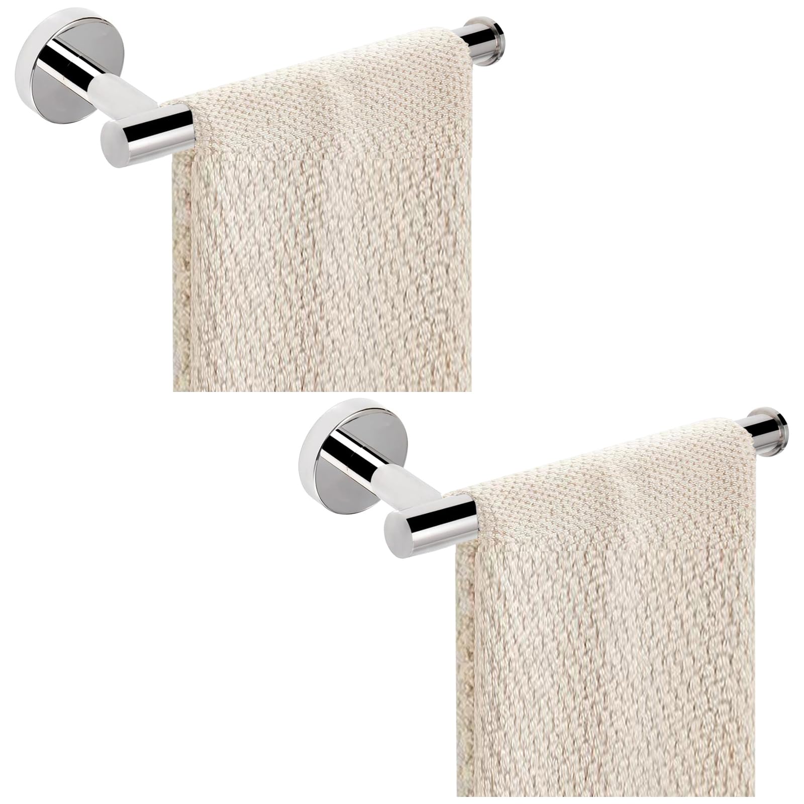 2-Piece Hand Towel Holder - 9" Bathroom Towel Holder - Chrome