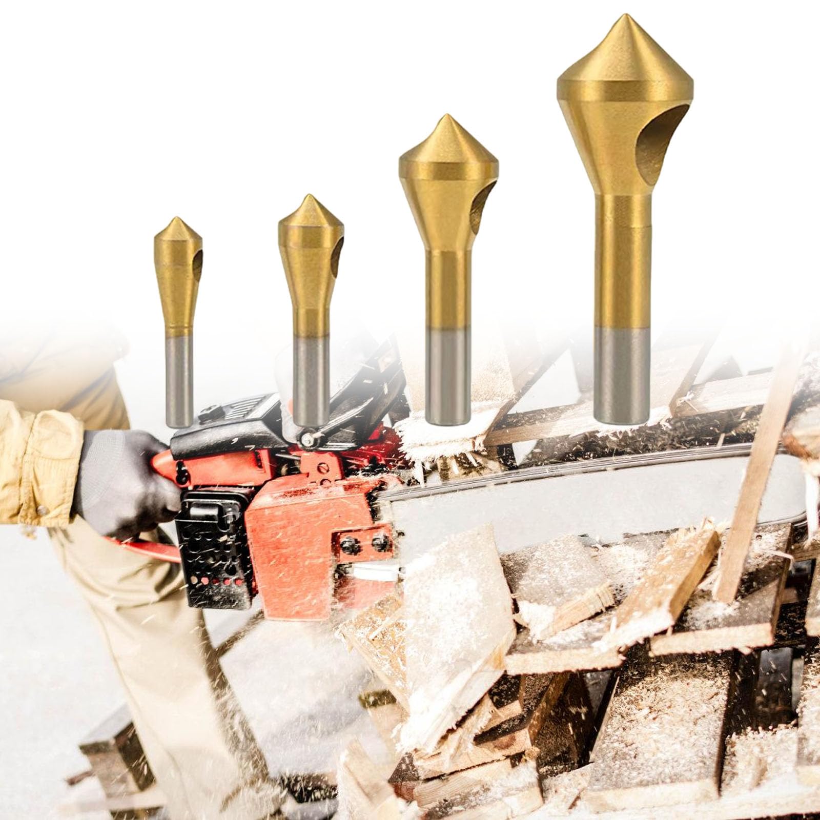 4 Pieces Countersink Chamfering Drill Bit Deburring Tools Set for Efficient Taper Hole Cutting in Various Materials