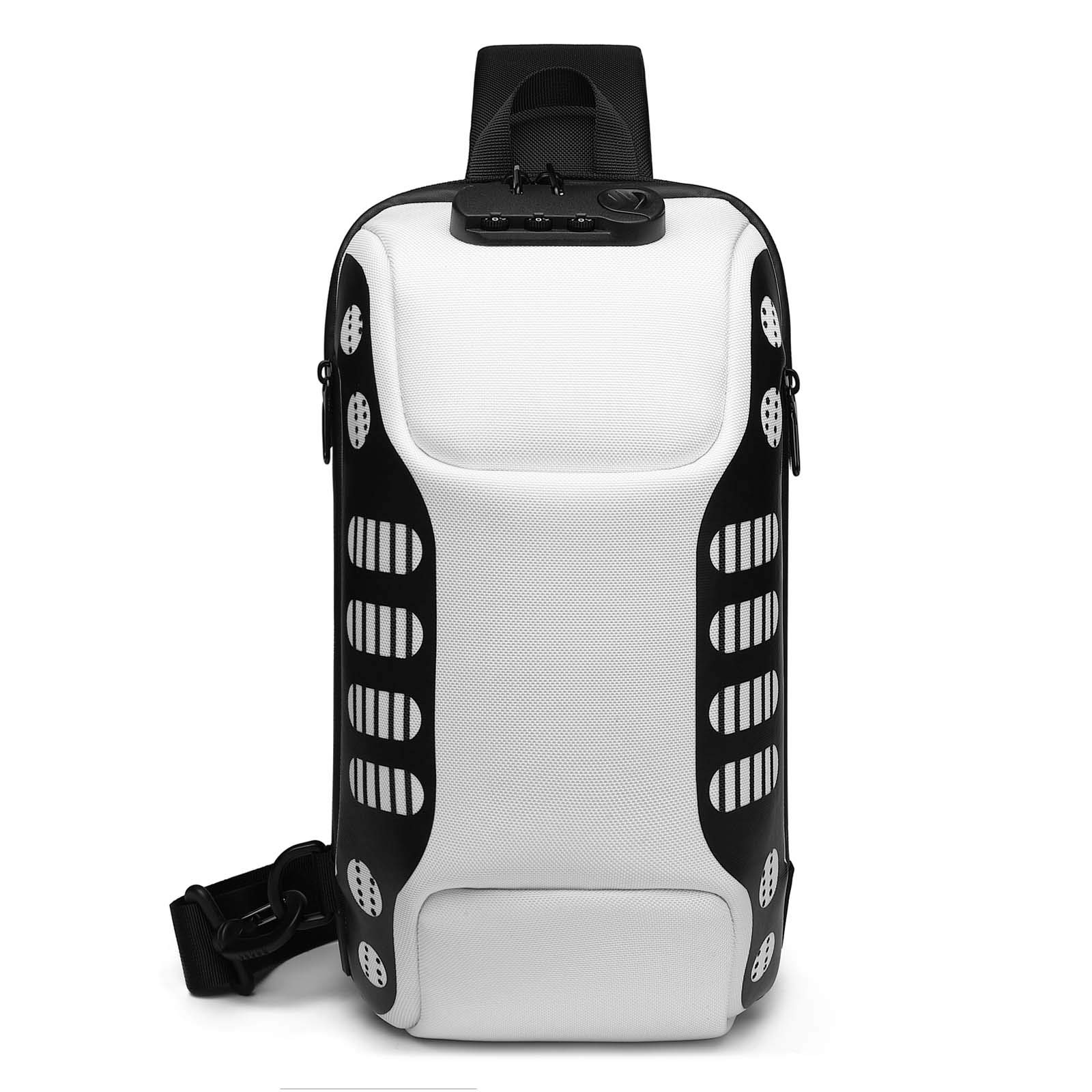 FANDARE Diebstahlsicherung Brusttasche Sling Rucksack Casual Daypacks mit USB für Herren Damen Schultertasche Umhängetasche für Outdoor Sport Wandern Radfahren Reisen Wasserdicht Polyester
