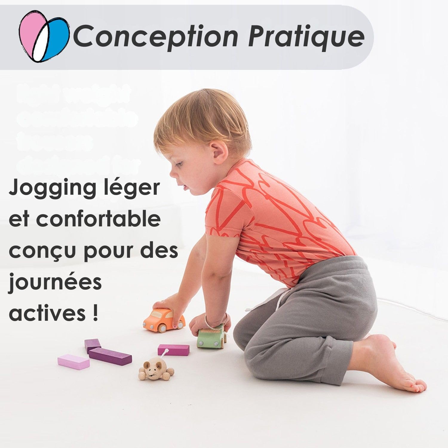 Pantalon décontracté/Jogging pour bébé, Petit Fille ; 100% en Coton, Doux et Confortable