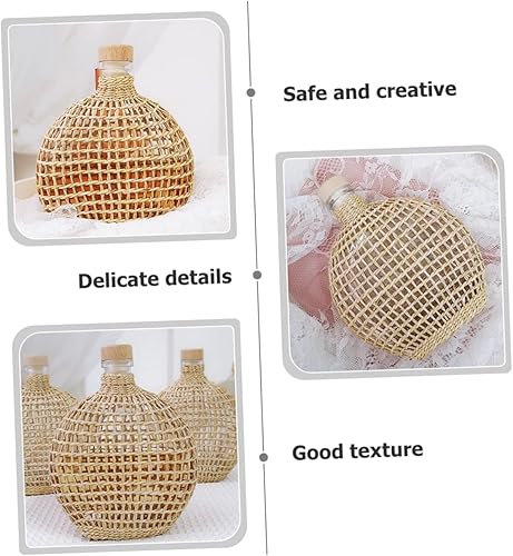 Miniatura 8 de STOBAZA Jarrón de botella de sidra, diseño tejido de ratán, centro de mesa decorativo elegante para mesa