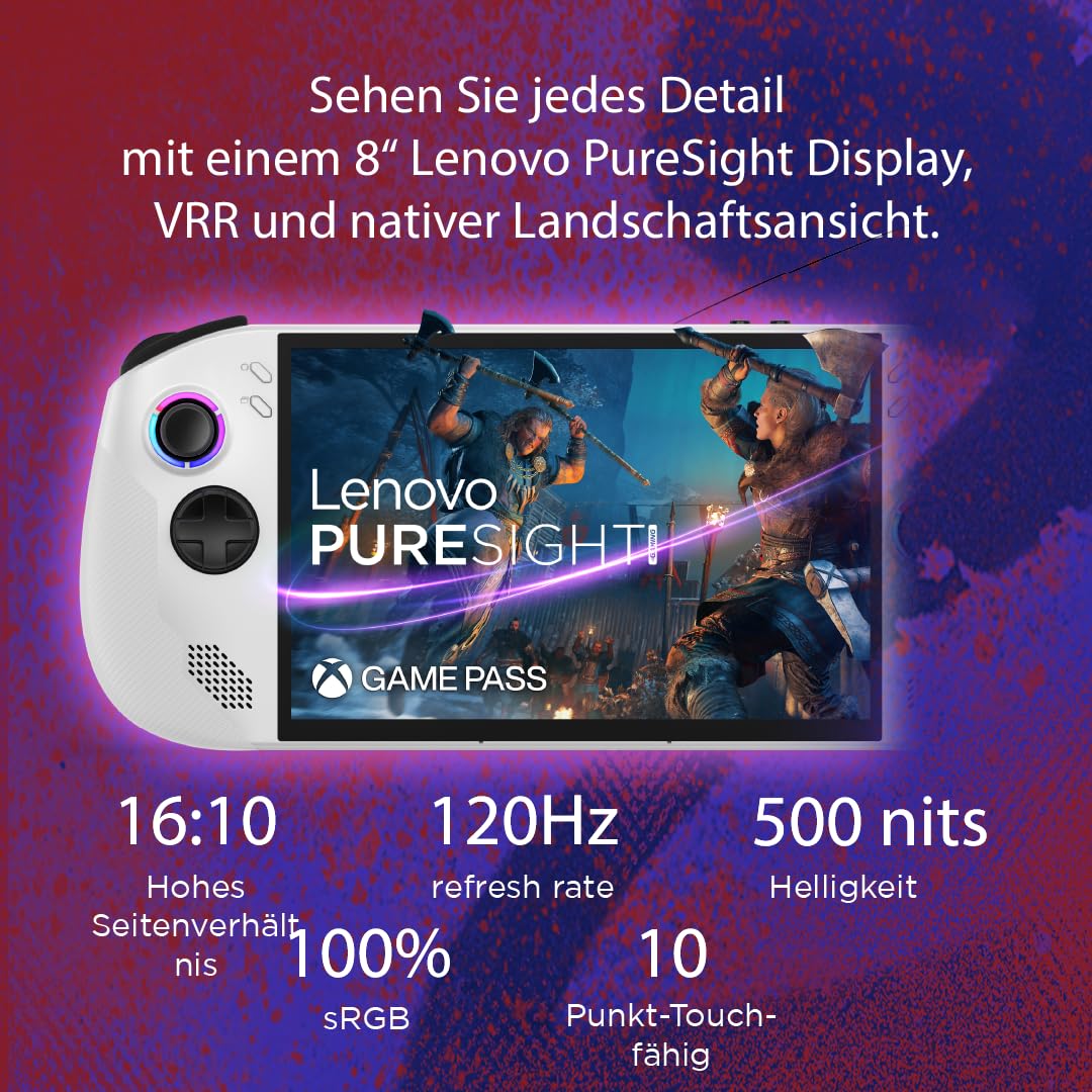 Lenovo Legion Go S Gaming Konsole | 8" WUXGA Display | AMD Ryzen Z2 Go | 16GB RAM | 512GB SSD | AMD RDNA Grafik | Win11 | weiß | inkl. 3 Monate Xbox Game Pass Ultimate