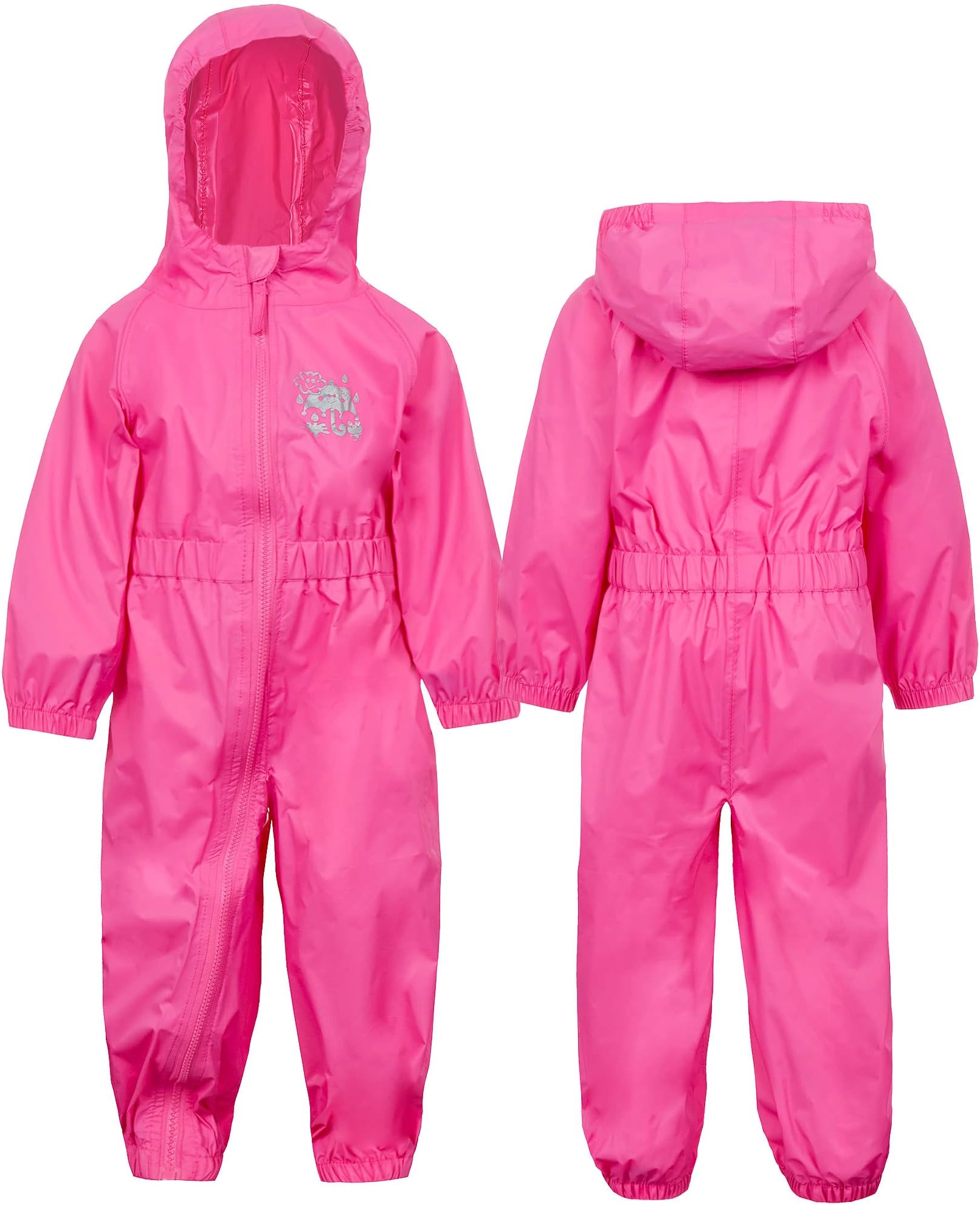 Kids Girls Boys Puddlesuit Rain Tracksuit Waterproof All in One Raincoat Bright