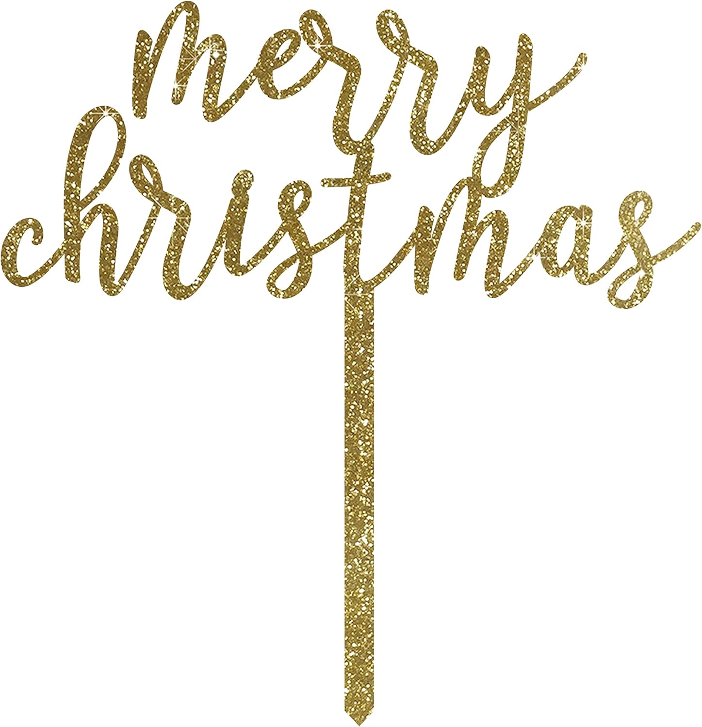 Andaz Press Holiday Acrylic Cake Toppers, Gold Glitter, Merry Christmas, 1-Pack, Decor Decorations