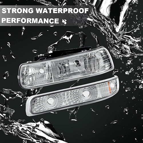 Miniatura 6 de PIT66 - Conjunto de faros delanteros, compatibles con Chevy Silverado 1999-200220002006 Suburban Tahoe, faro parachoques, lente transparente,