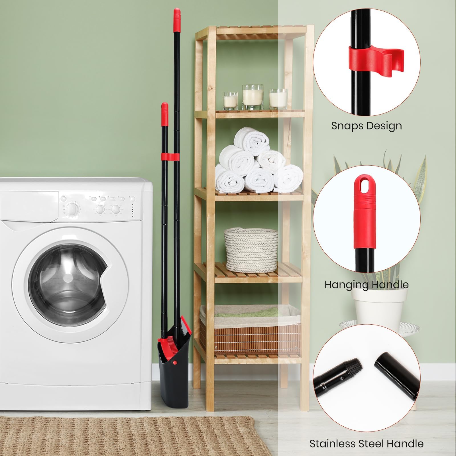 TreeLen Zestaw Broom and Dustpan for Home, Upright Broom and Dustpan Combo Sweep Set..