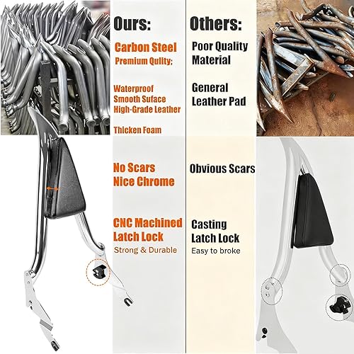 Miniatura 10 de Respaldo de barra Sissy negro mate, almohadilla trasera desmontable para respaldo del pasajero, compatible con Harley Davidson Touring modelos 2009