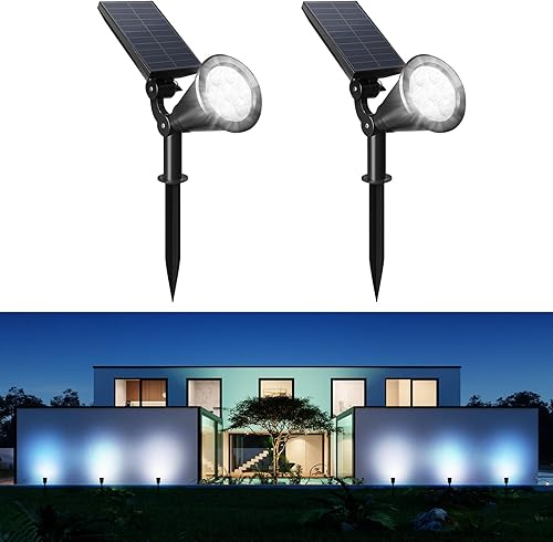 Foco solar, 7 luces solares LED mejoradas para exteriores, impermeable, IP65, luces solares para exteriores de encendidoapagado automático para