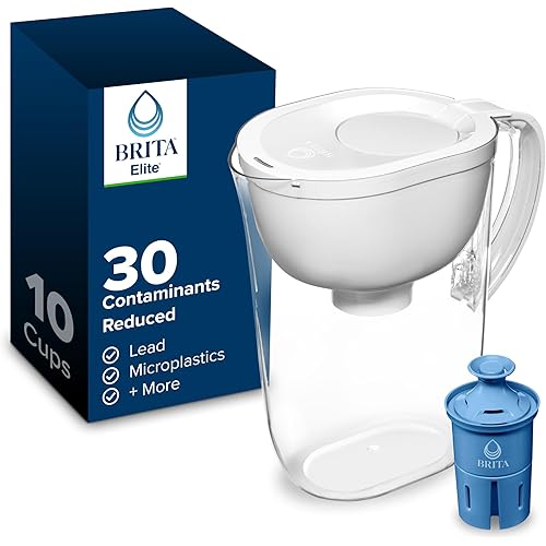 Brita Water Pitcher, Everyday Elite Filter, Removes 99% of Lead, Includes 1 Filter, 10-Cup Capacity, White