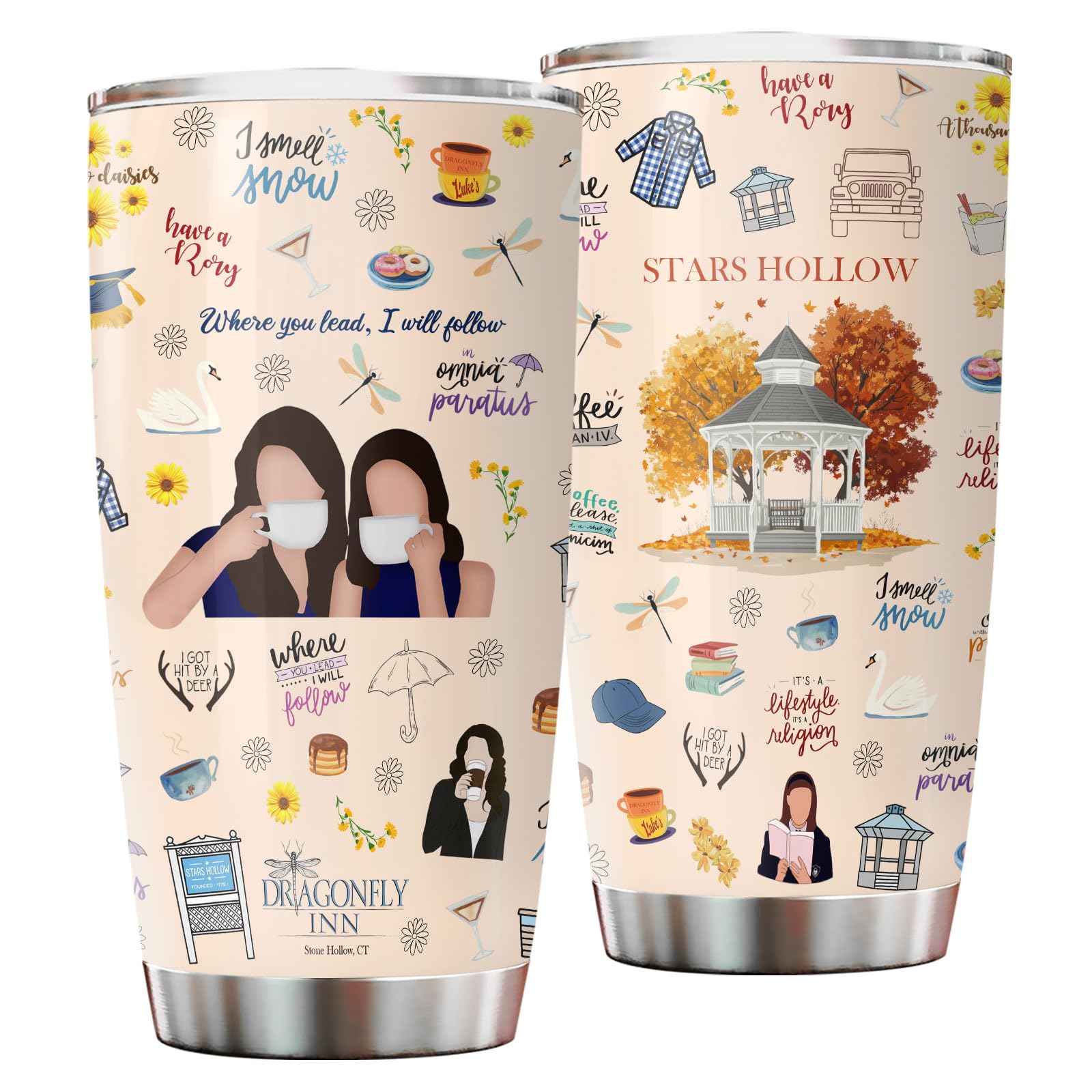 Cozy Small Town Coffee Tumbler TV Show Inspired Stainless Steel Travel Mug with Lid Fall Season Drinkware Gift