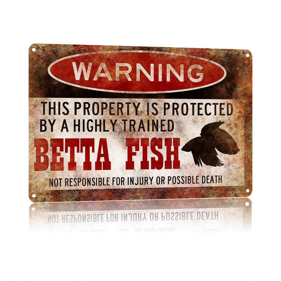 KWQDOZF Funny Metal Signs Posters Betta Fish Sign Wall Art for Yard Outdoor Lawn Garden Home Decor 8X12inch