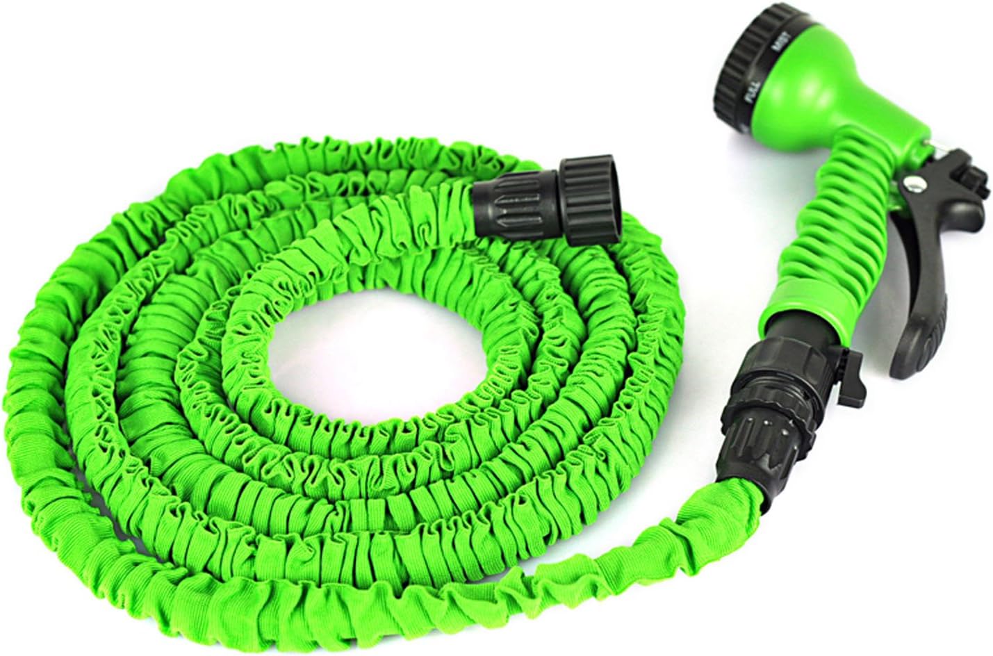 Deluxe Latex Flexible Expandable Magic Garden Water Hose with 7 Functions Spray Nozzle and Shut-off Valve-green 100ft
