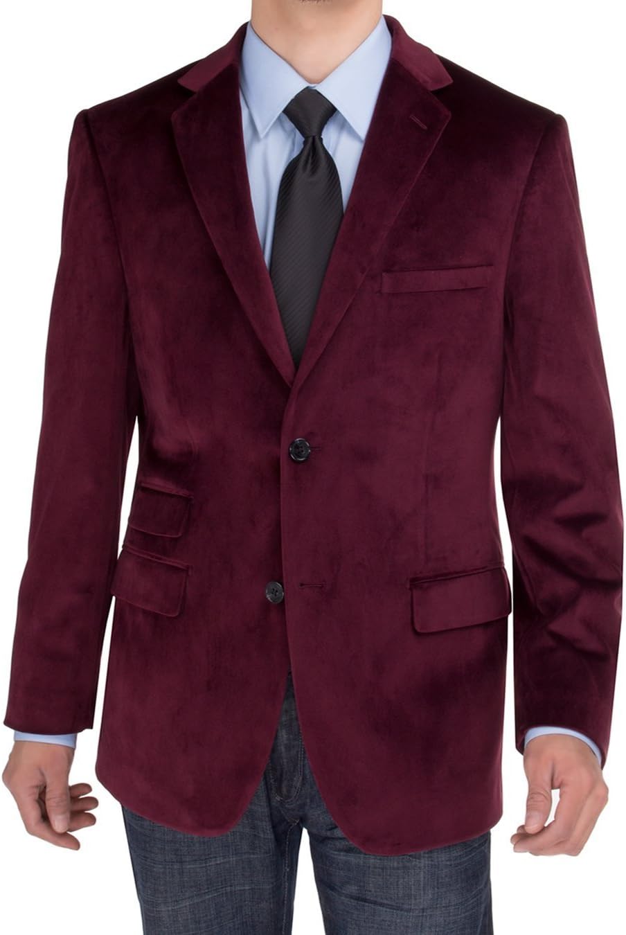 Salvatore Exte Men's Two Button Sport Coat Suit Jacket Modern Fit Velvet Blazer