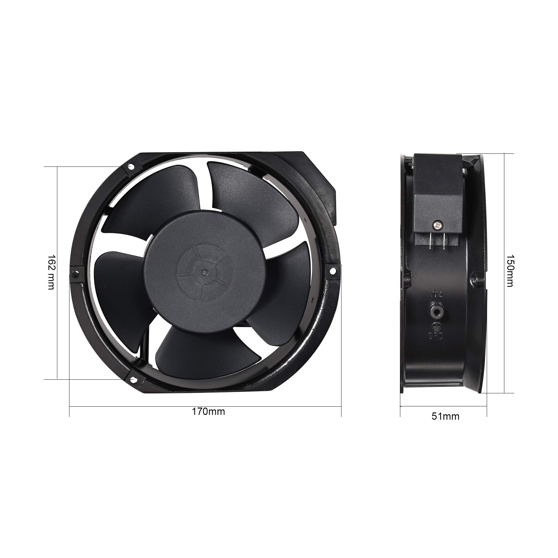uxcell FP-108EX-S1-B AC 220-240V 0.22A - Ventilador de refrigeración (170 x 150 x 51 mm)