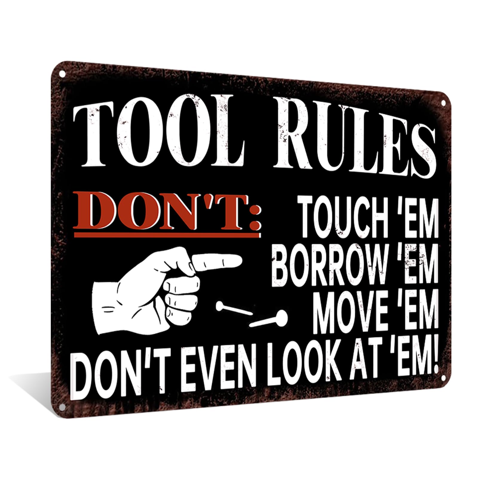 Tool Rules Vintage Metal Tin Sign Funny Decoration for Home Bar Pub Man Cave Garage Wall Decor 8x12 Inchs (2586)