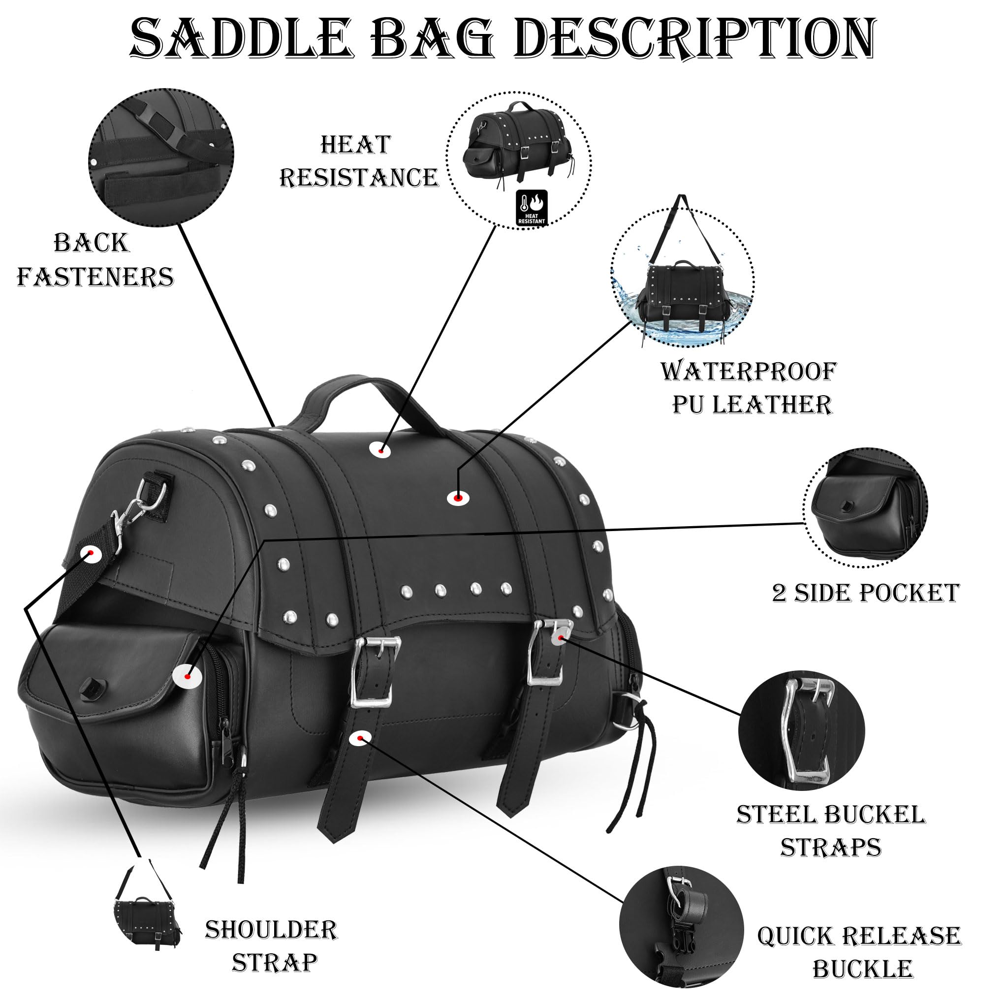Motorrad Satteltaschen wasserdichte Motorrad Reisetasche große Kapazität echtes Leder Fahrrad-Sitztasche Motorradausrüstung (SB-286)