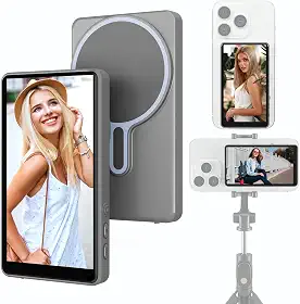 Maxkey Tela magnética do monitor de selfie do vlog do telefone, usando a câmera traseira do telefone para Selfie Vlog Live Stream TikTok, compatível com iPhone e Android, uma escolha para entusiastas