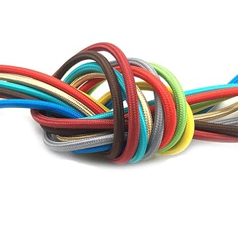 Trunking Solid 2 x 0.75mm Vintage Style Electrical Wire Decorative Cloth Covered Braided Cable Textile Braided Lamp Cord Connector Loom Color Brown, Size 10Meter