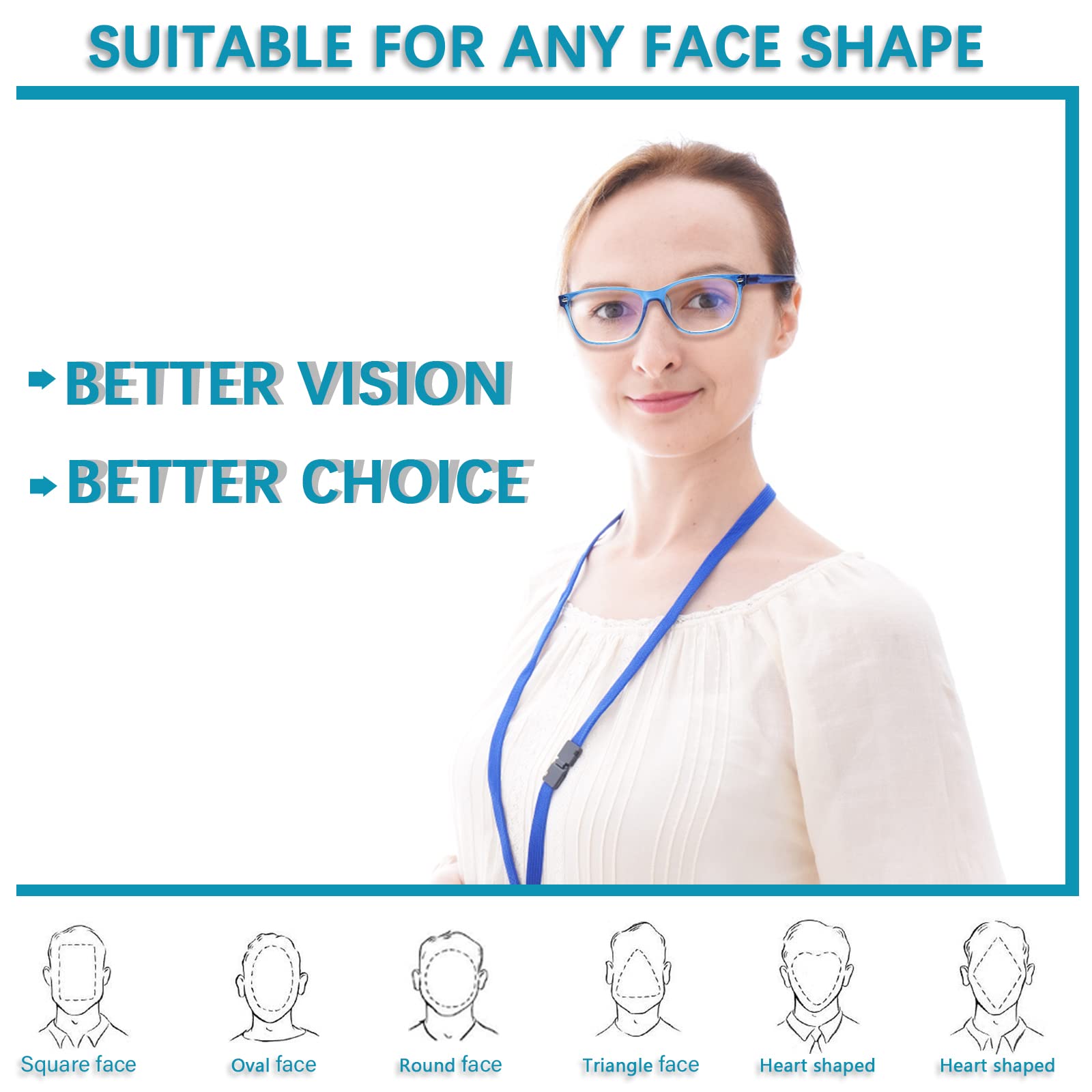 MAEOWN 6er-Pack, blaue, blockierende Lesebrille für Damen, verstellbar, Federringe, leicht, Computer-Reader, 6 Stück