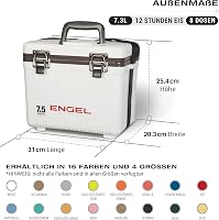 ENGEL Hűtődoboz 7,1L - Szivárgásmentes, Légmentes Hordozható Hűtőláda Kempingezéshez, Horgászathoz - Kisméretű Kemény Borítású Hűtőbox 2