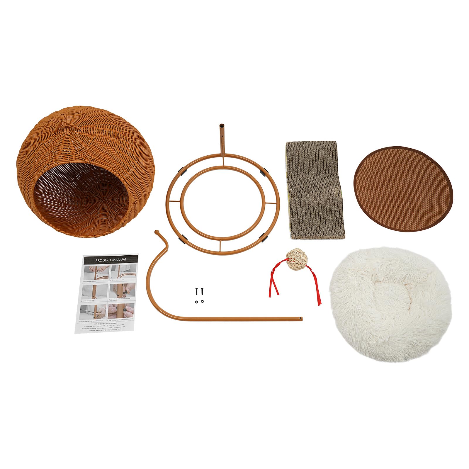 Poltrona sospesa rotonda per gatti, amaca, per gatti, con tappetino Cool-Down, altezza 66 cm, portata 7,5 kg, lavabile e rimovibile, base a doppio disco (giallo)