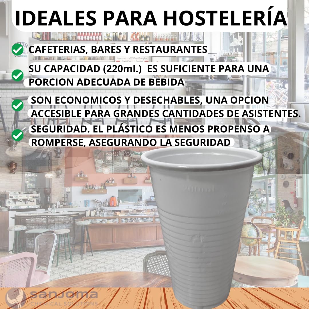 Vasos Desechables Plástico Blanco 220ml, 3000 uni | Polipropileno Reutilizables, Para Fiestas Cumpleaños Eventos Bodas Navidad