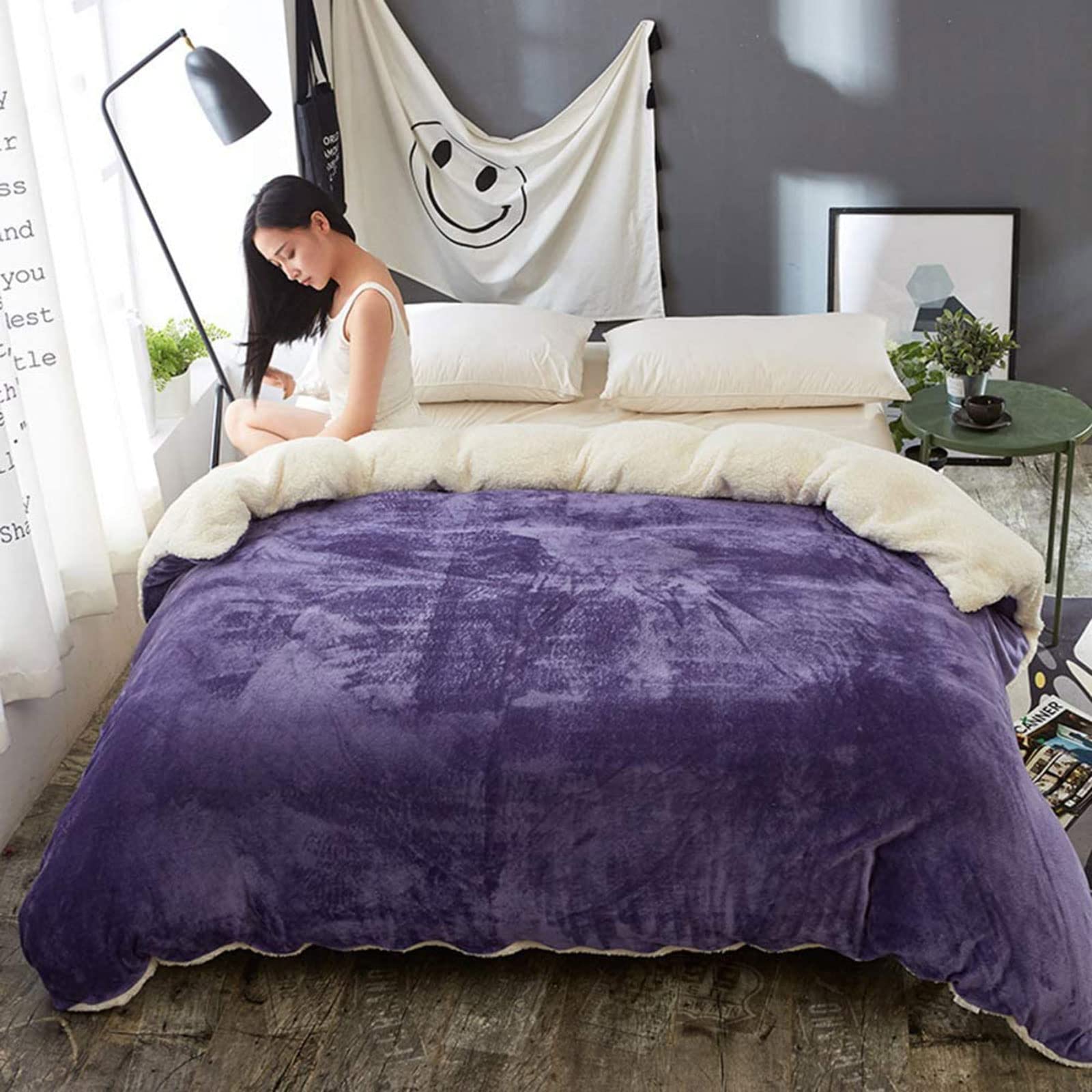 MGEMJMJ Thicken Flannel Warmth Quilt Cover,Winter Duvet Cover,Extra Soft Comfort Hypoallergenic Bedding Comforter Cover With Zipper(Size:200x230cm(79x91inch),Color:C)