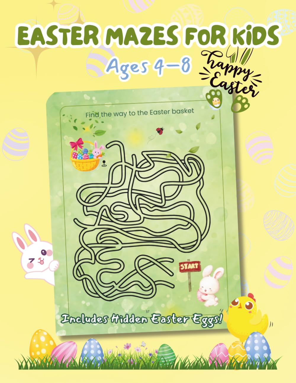 Easter Mazes for Kids: A Fun Easter Activity Book and Basket Stuffer for Kids Ages 4–8 with 40 Maze Puzzles and Hidden Eggs