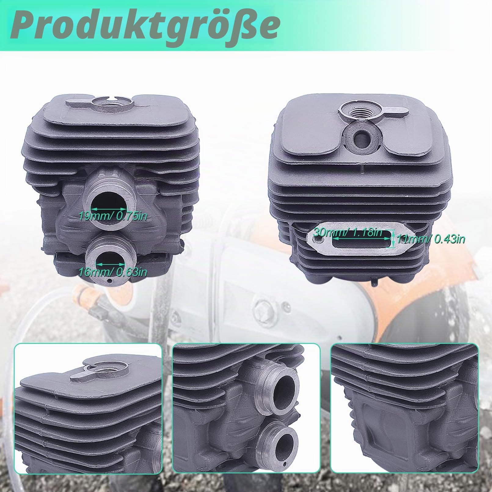 Adefol Zylinder und Kolben Kit für STIHL TS410 TS420 Trennsäge, 50mm Cylinder Piston Baugruppe + Zündkerze + Dekompressionsventil + Öldichtung + Dichtung Ersatzteile 13 in 1