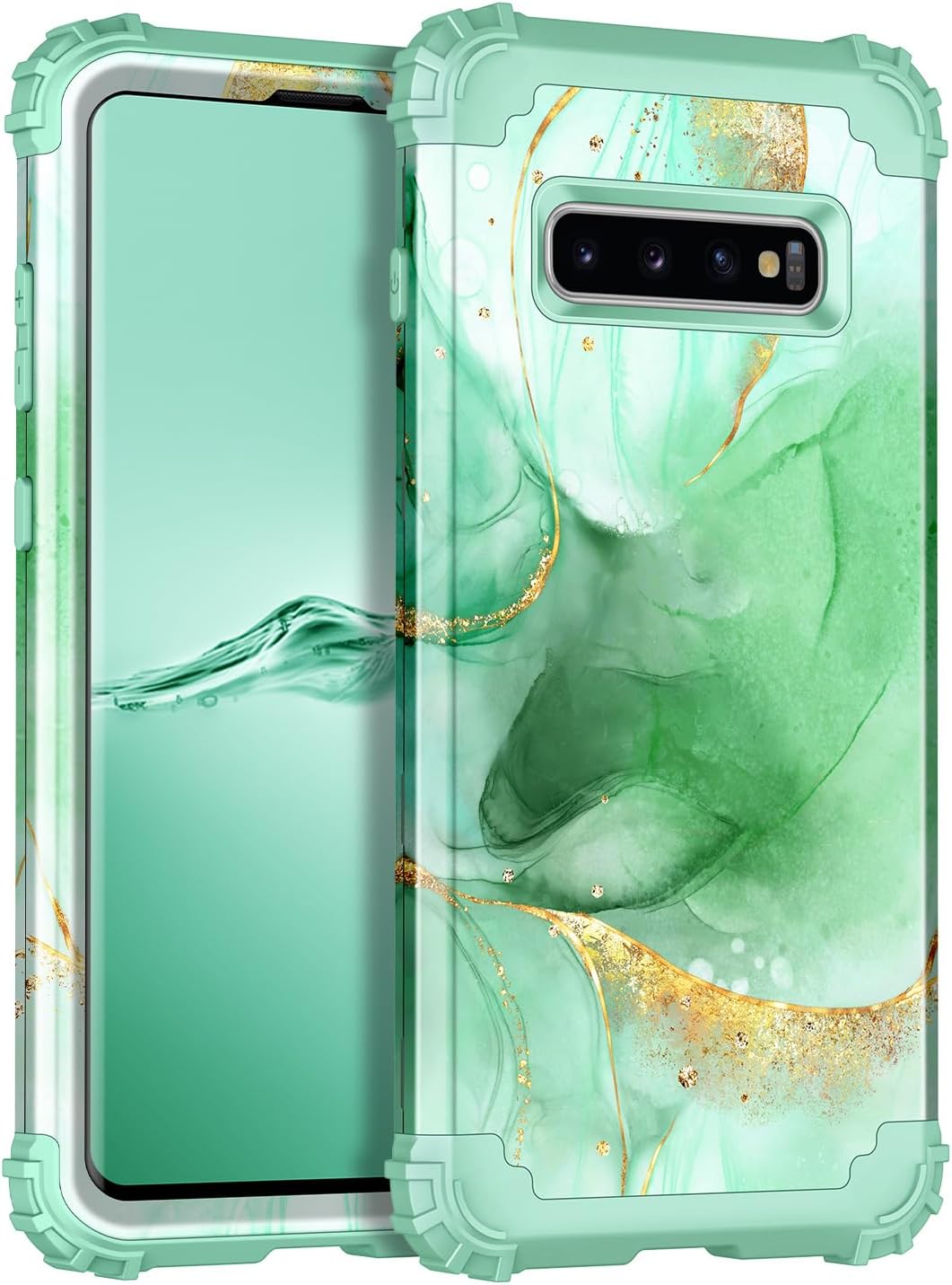 Casetego Compatible with Galaxy S10 Case,Floral Three Layer Heavy Duty Hybrid Sturdy