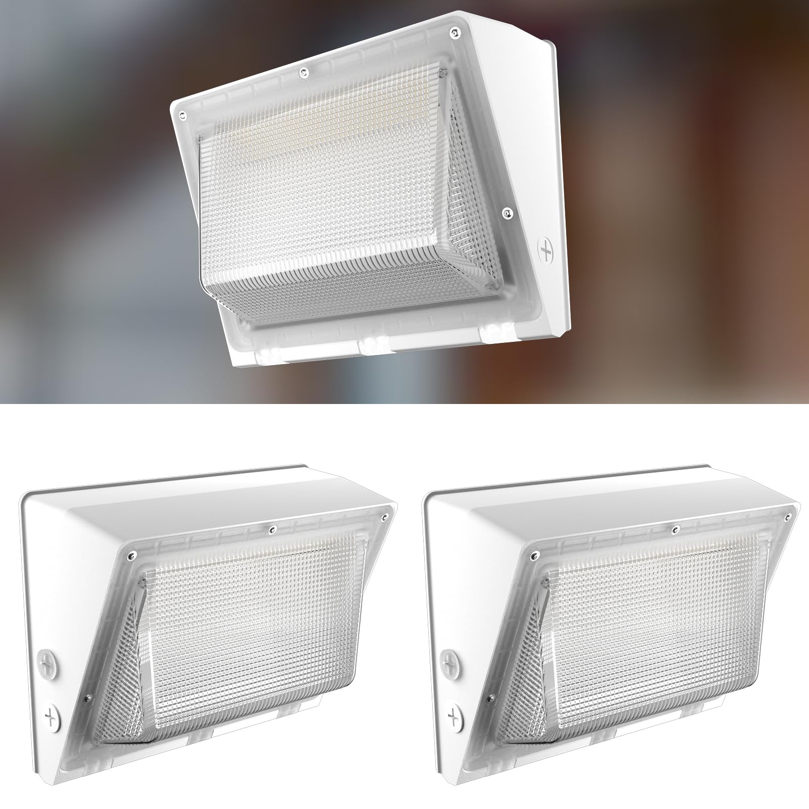 Lightdot 2Pack 250W LED Wall Pack Lights, 100-277v Dusk to Dawn with Photocell | 37500Lm(150Lm/W) 5000K IP65 Outdoor Exterior Lighting Fixture, Energy Saving|5-Yrs Warranty, ETL White(Height:20-40ft)