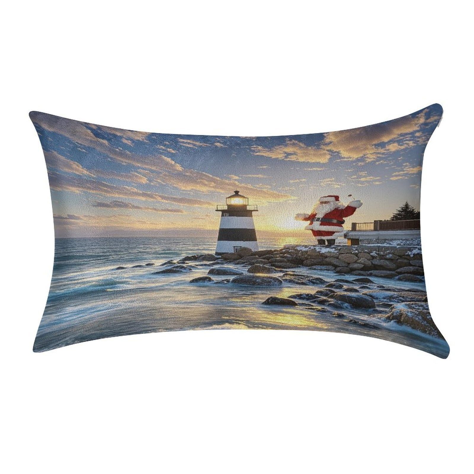 FekiLoot Santa Claus Lighthouse Pillow Covers Luxury Velvet Oblong Pillowcases Rectangular Throw Pillows Case Decorative Velvet Cushion Covers Ultra Soft Lumbar Pillow Shells 12 X 20 in